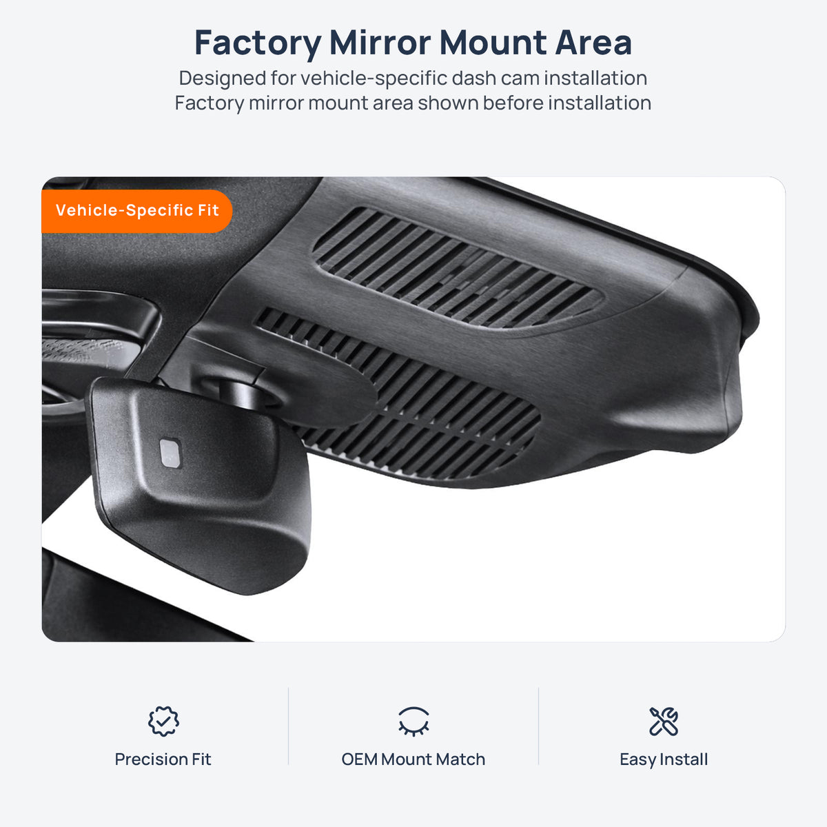 Factory mirror mount area for Mercedes-Benz EQE V295 dash cam installation