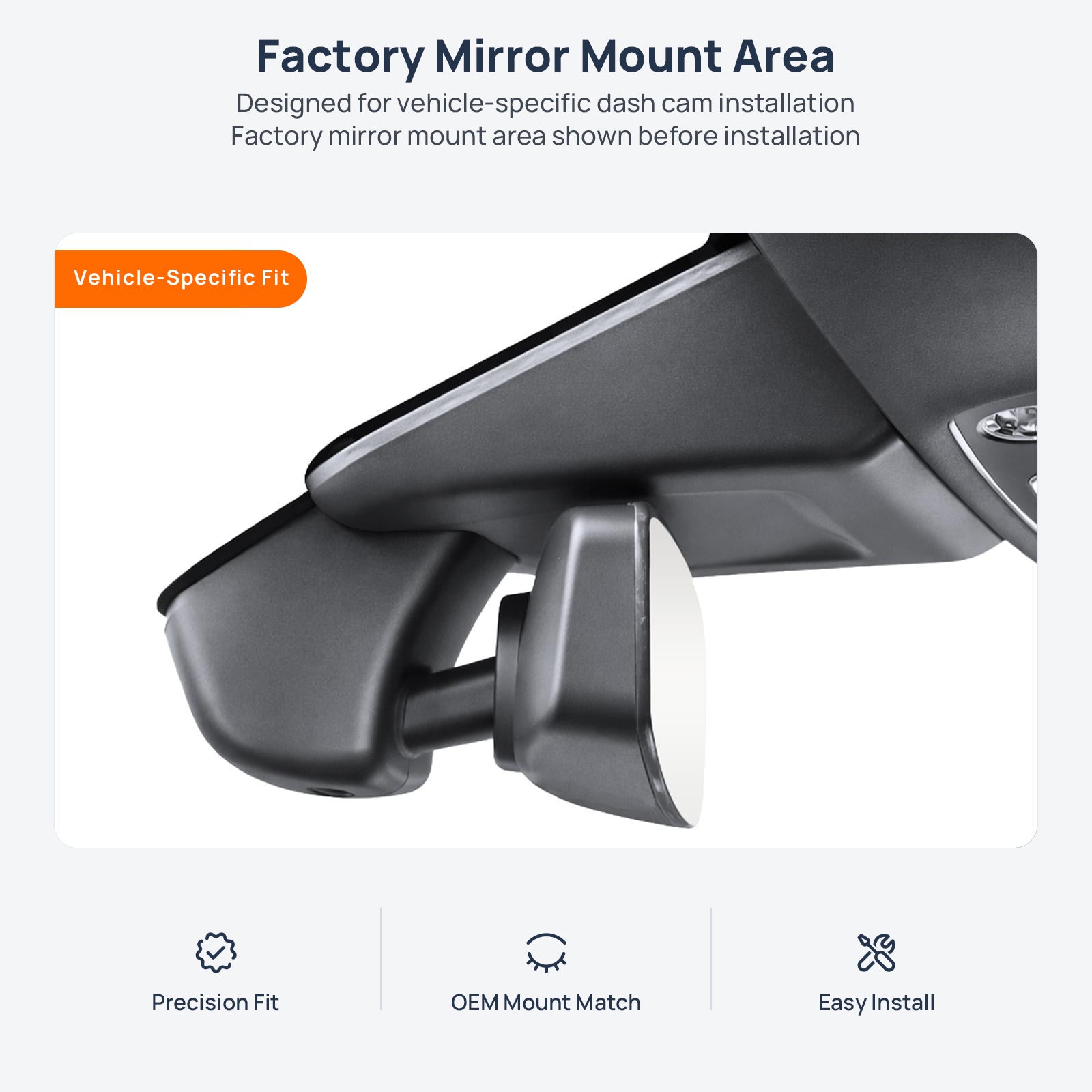 Factory mirror mount area for Bentley Continental GT dash cam installation