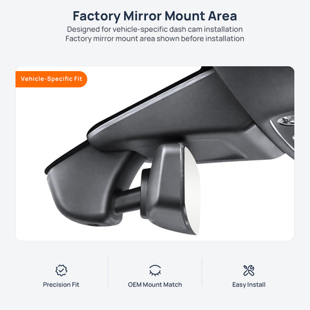Factory mirror mount area for Bentley Continental GT dash cam installation