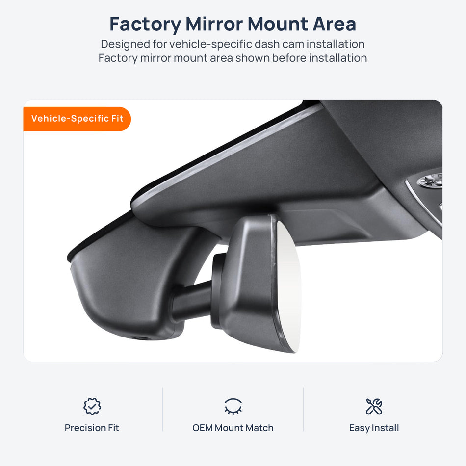 Factory mirror mount area for Bentley Continental GT dash cam installation