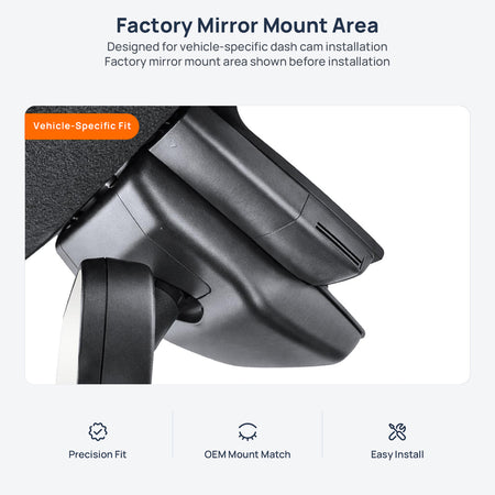Factory mirror mount area for Toyota Corolla Cross XG10 dash cam installation