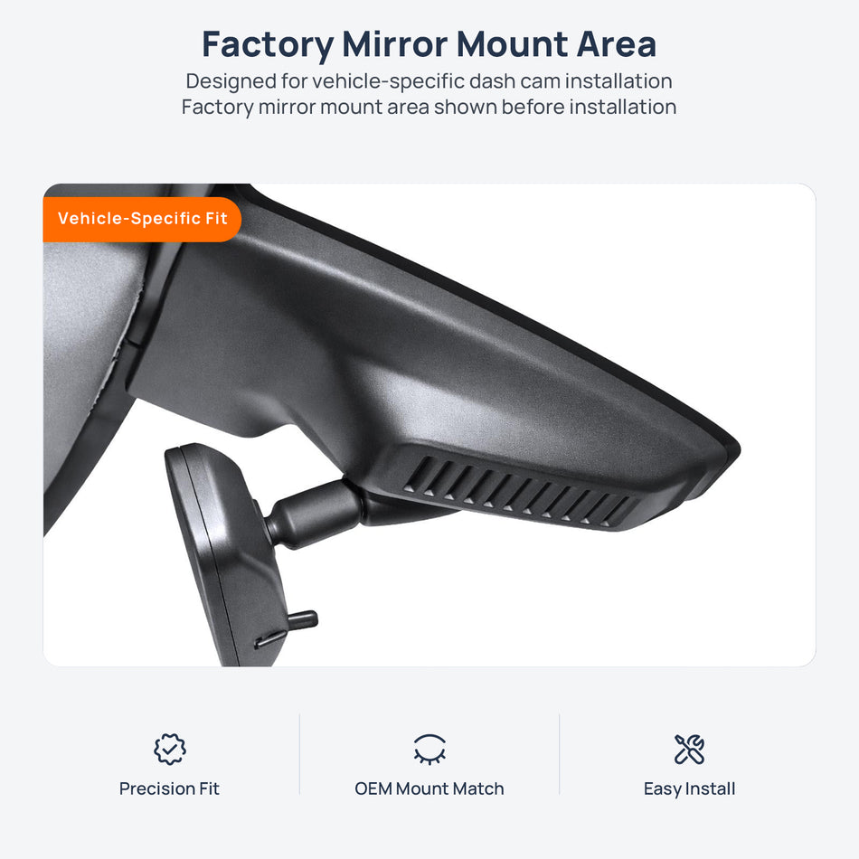 Factory mirror mount area for Nissan X-Trail T32/T33 dash cam installation