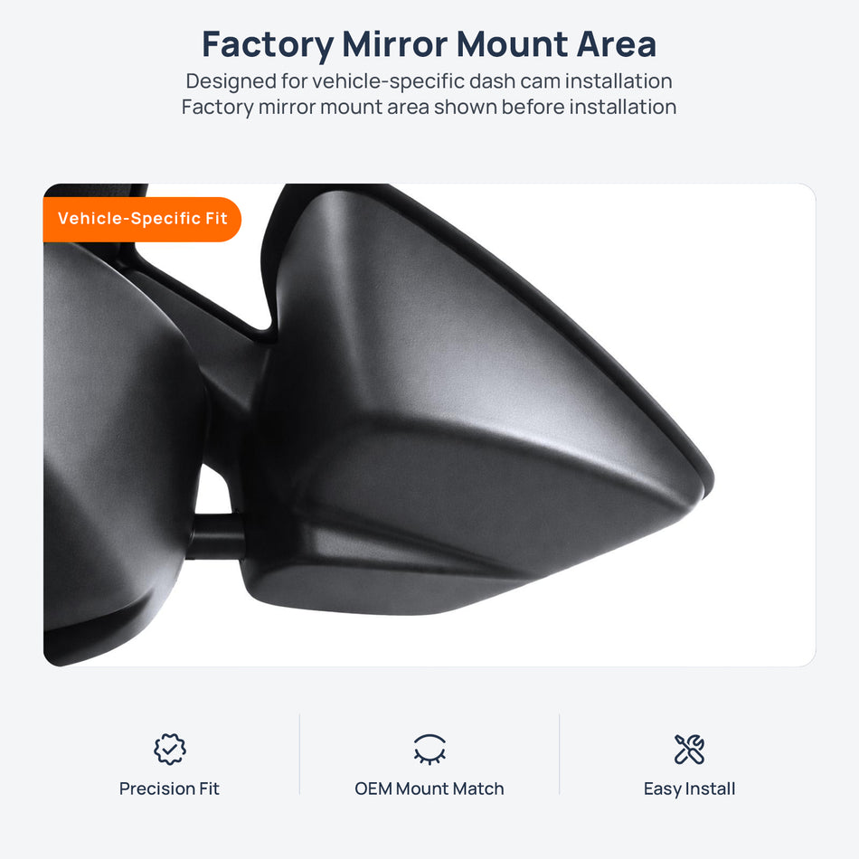Factory mirror mount area for Jeep Cherokee KL dash cam installation
