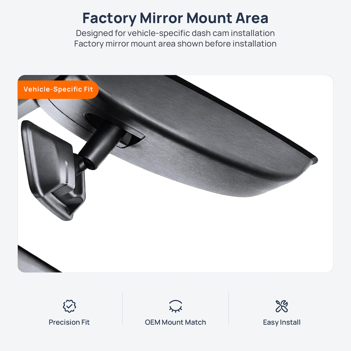 Factory mirror mount area for Toyota Sienna XL40 dash cam installation