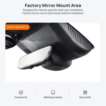 Factory mirror mount area for BAIC X55 dash cam installation