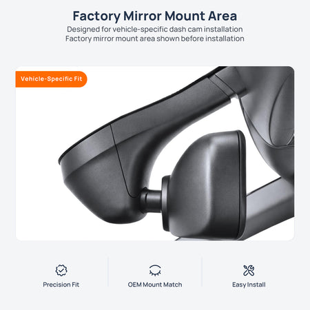Factory mirror mount area for Volkswagen Golf GTI dash cam installation