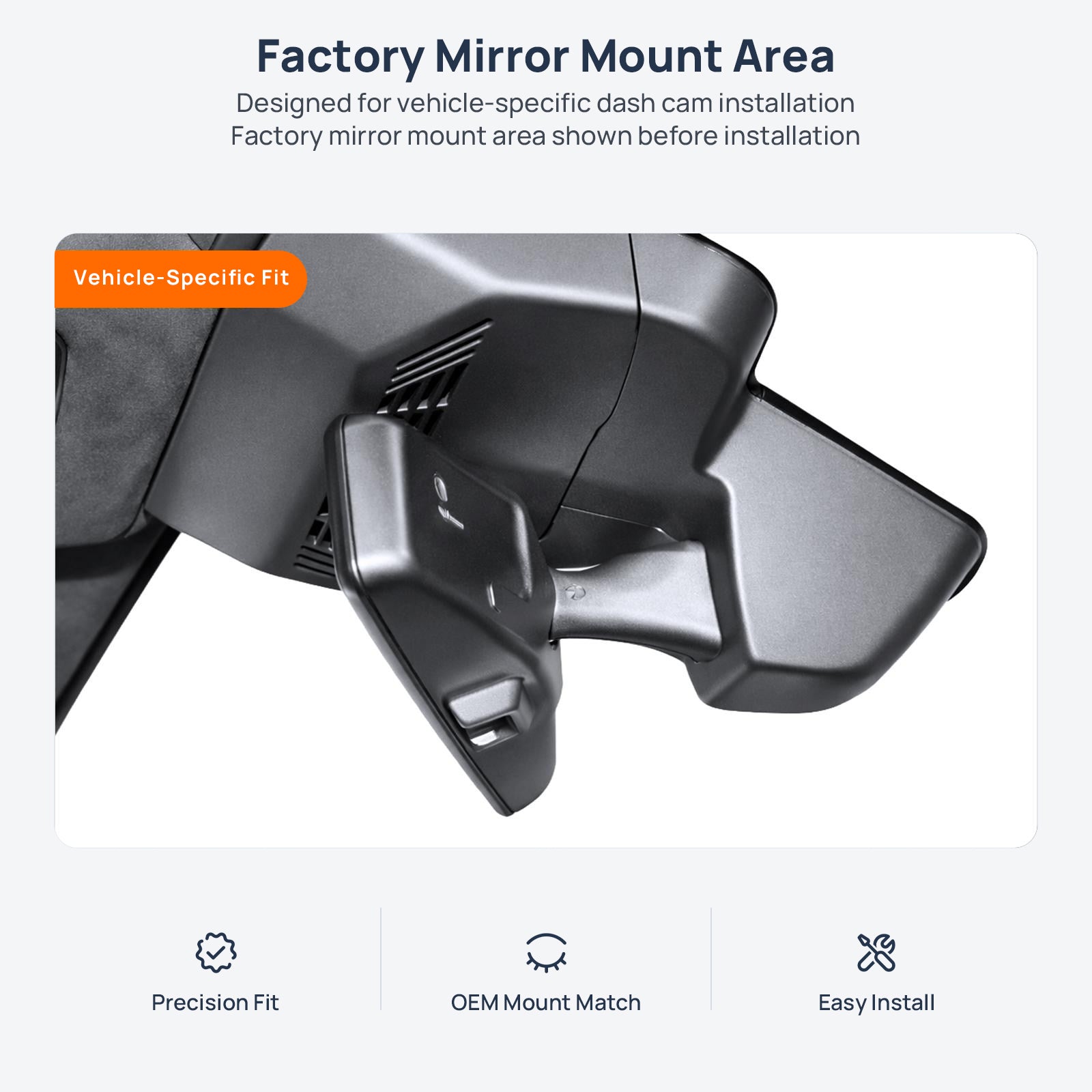 Factory mirror mount area for BMW 750e xDrive G70 PHEV dash cam installation