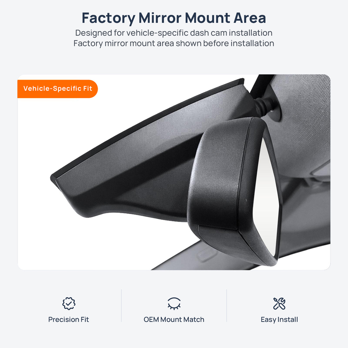 Factory mirror mount area for BMW X6 M E71 M dash cam installation