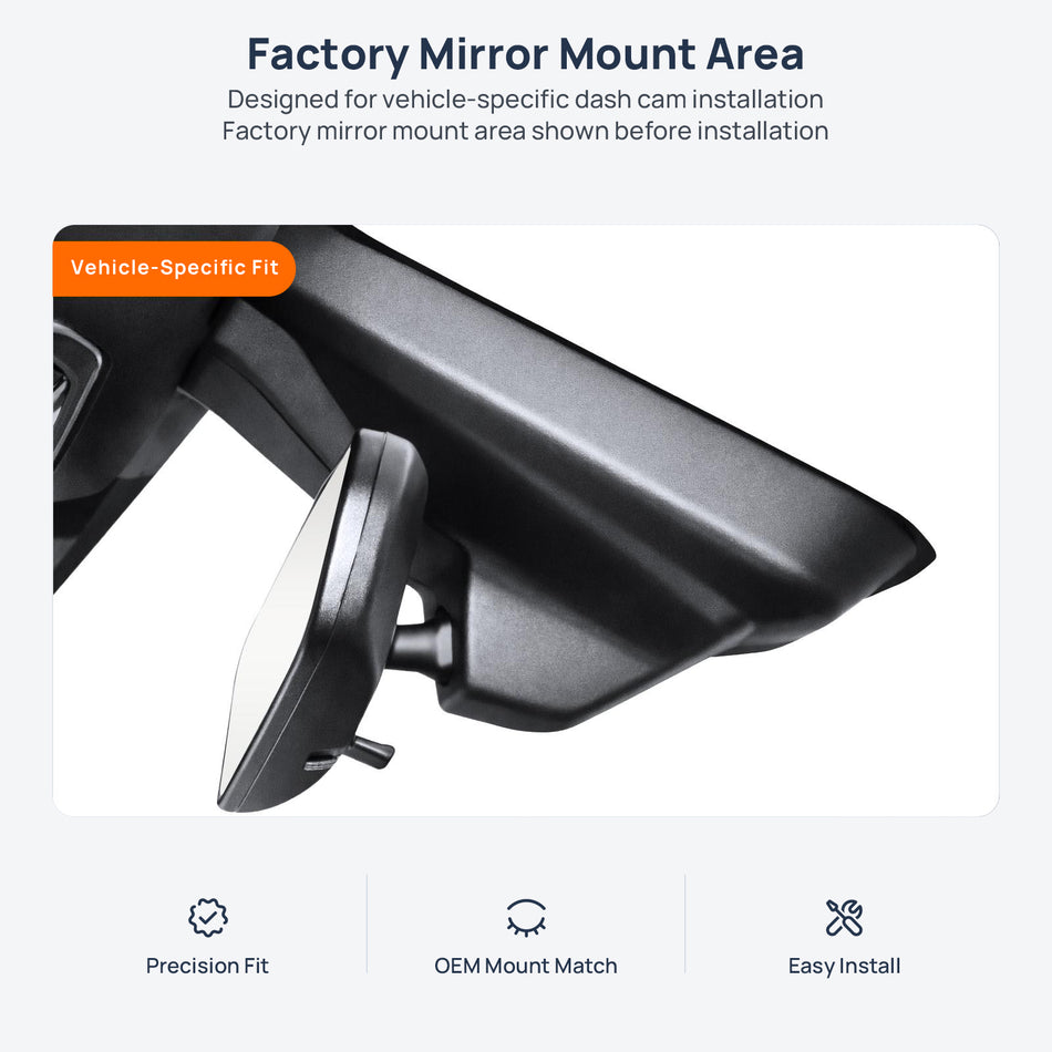 Factory mirror mount area for Lynk & Co 03 dash cam installation