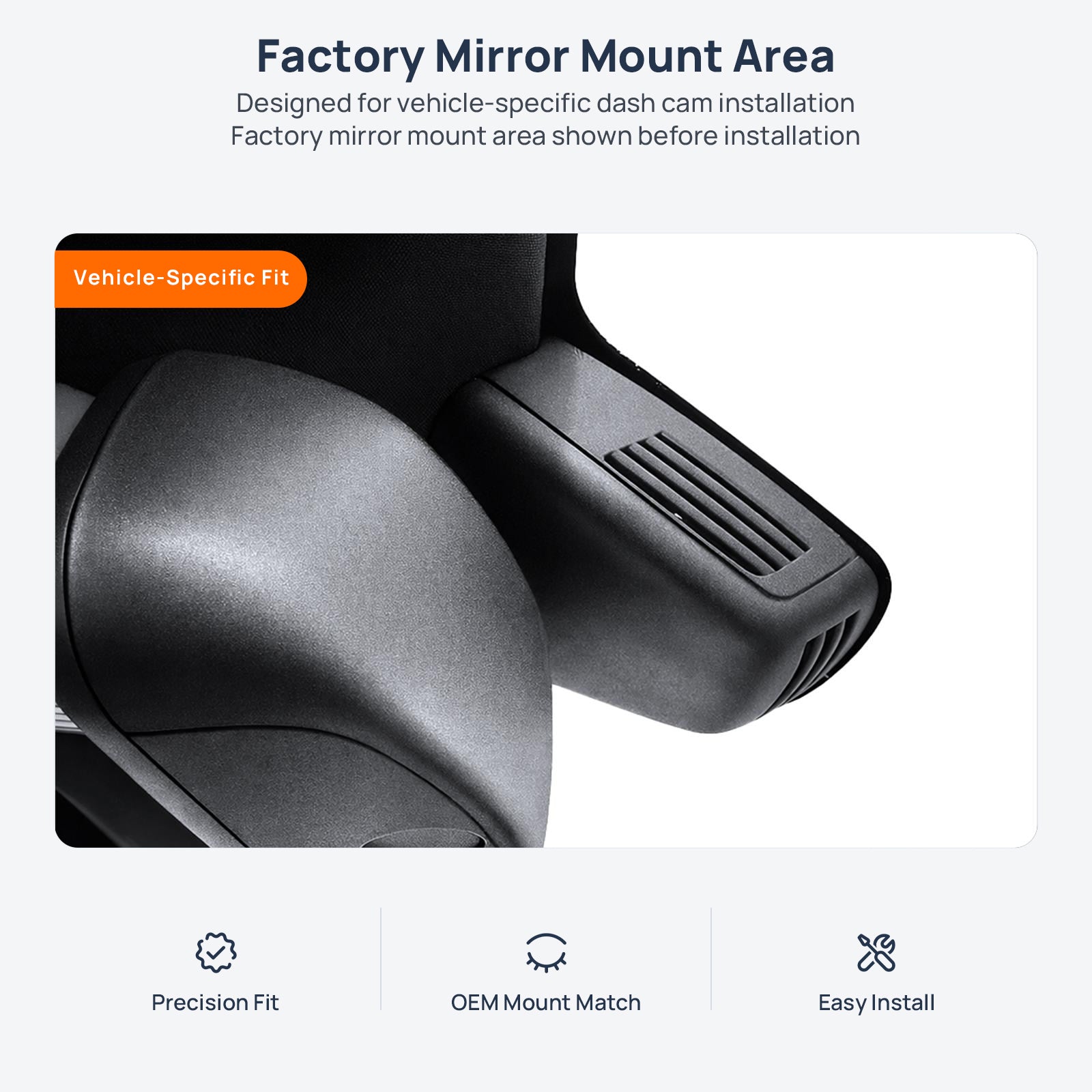 Factory mirror mount area for Mercedes-Benz E-Class W212 dash cam installation