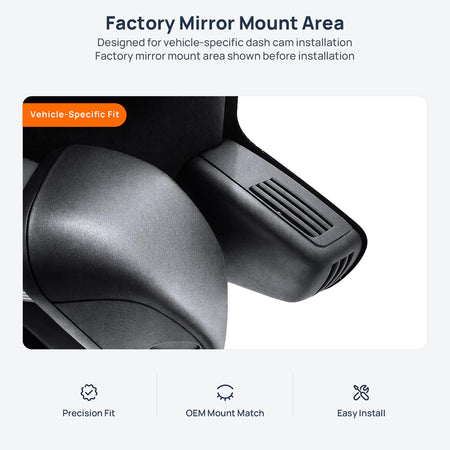 Factory mirror mount area for Mercedes-Benz E-Class W212 dash cam installation