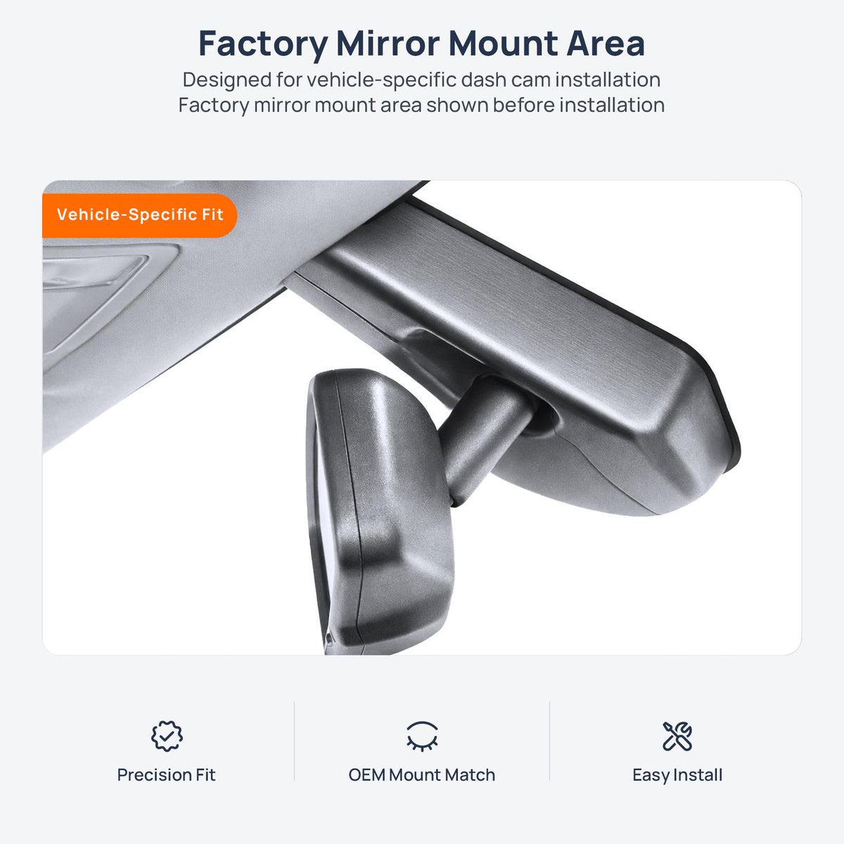 Factory mirror mount area for Borgward BX7 dash cam installation