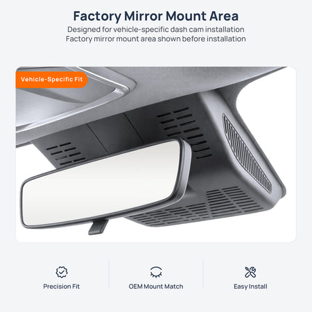 Factory mirror mount area for Geely Binyue (Coolray) dash cam installation