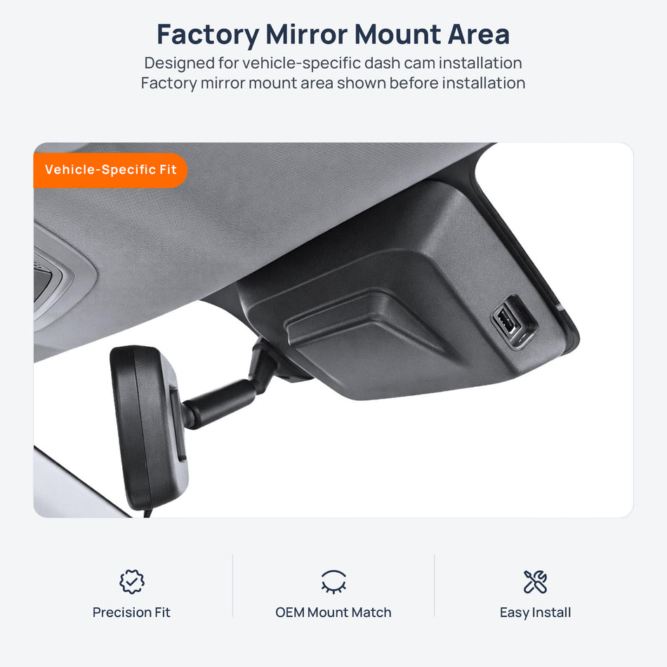 Factory mirror mount area for HAVAL Jolion dash cam installation