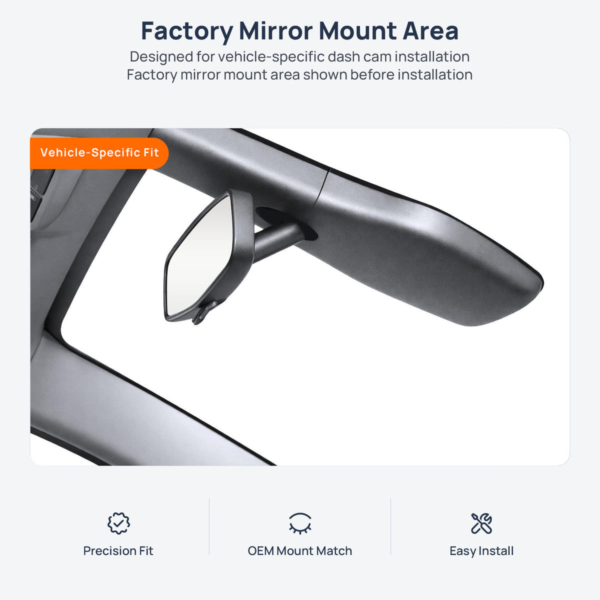 Factory mirror mount area for Buick GL8 dash cam installation