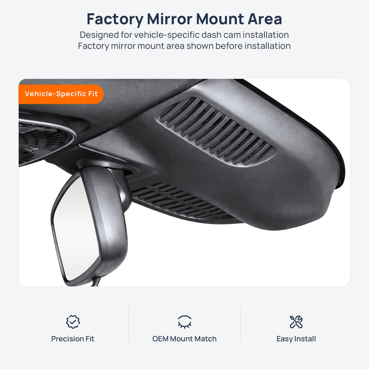 Factory mirror mount area for Mercedes-Benz C 350 e (C 350 e L) W206/V206 dash cam installation