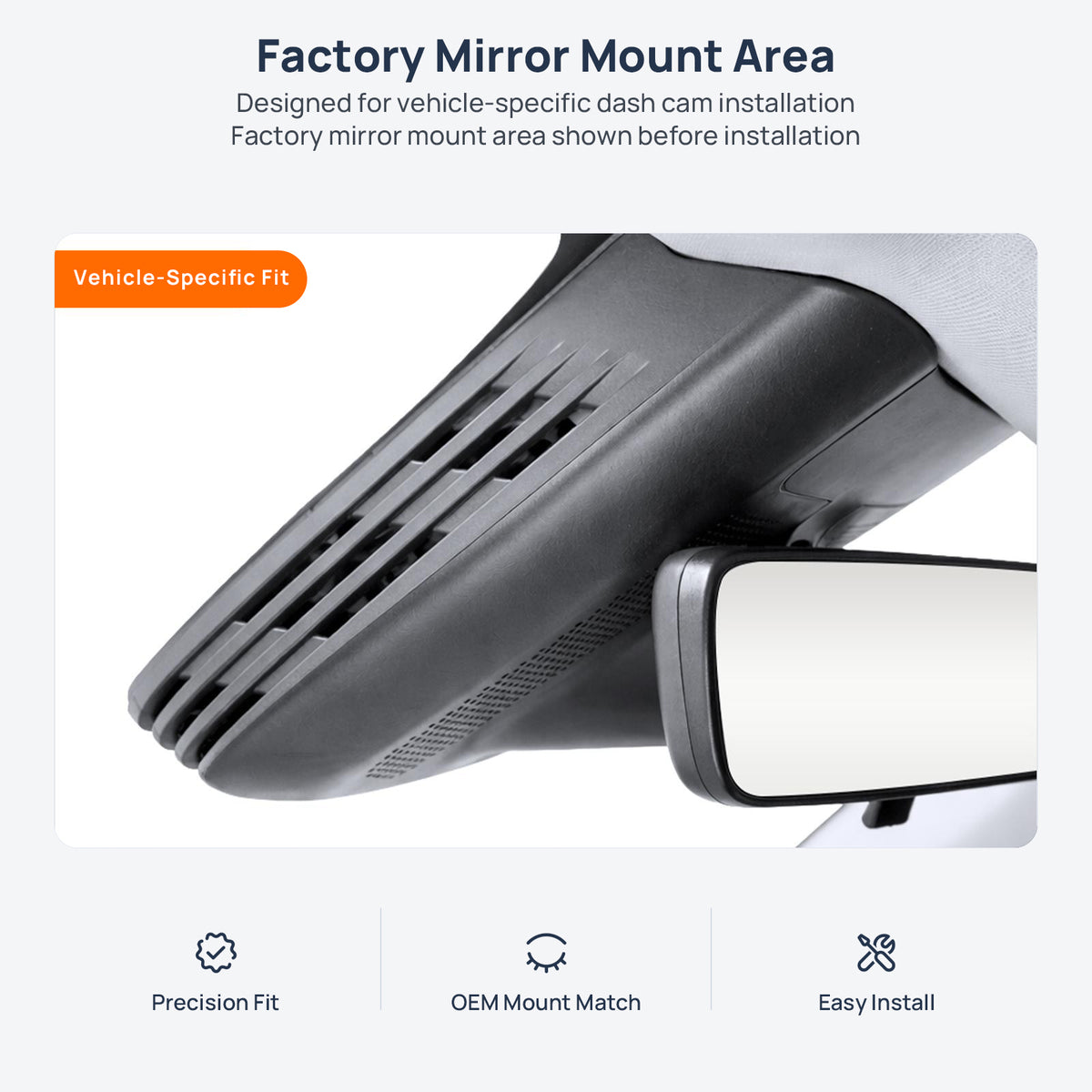 Factory mirror mount area for smart #1 dash cam installation