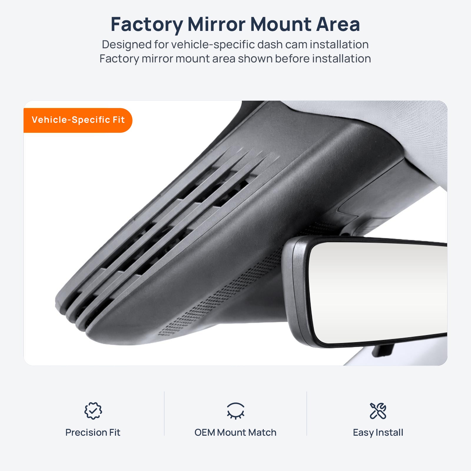 Factory mirror mount area for smart #1 dash cam installation