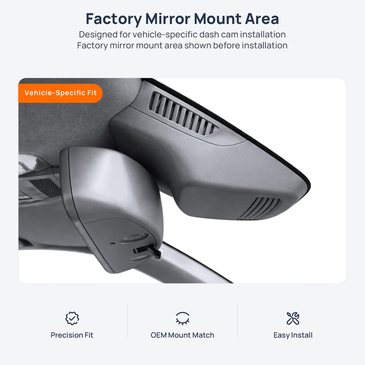 Factory mirror mount area for Mercedes-Benz GLK-Class X204 dash cam installation