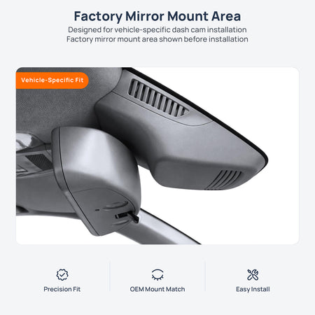 Factory mirror mount area for Mercedes-Benz GLK-Class X204 dash cam installation