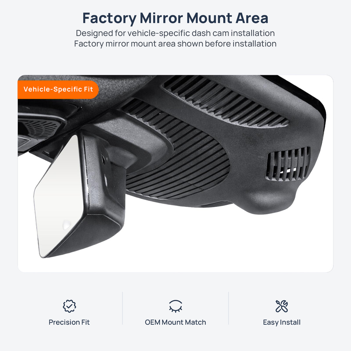Factory mirror mount area for Mercedes-Benz EQE SUV X294 dash cam installation