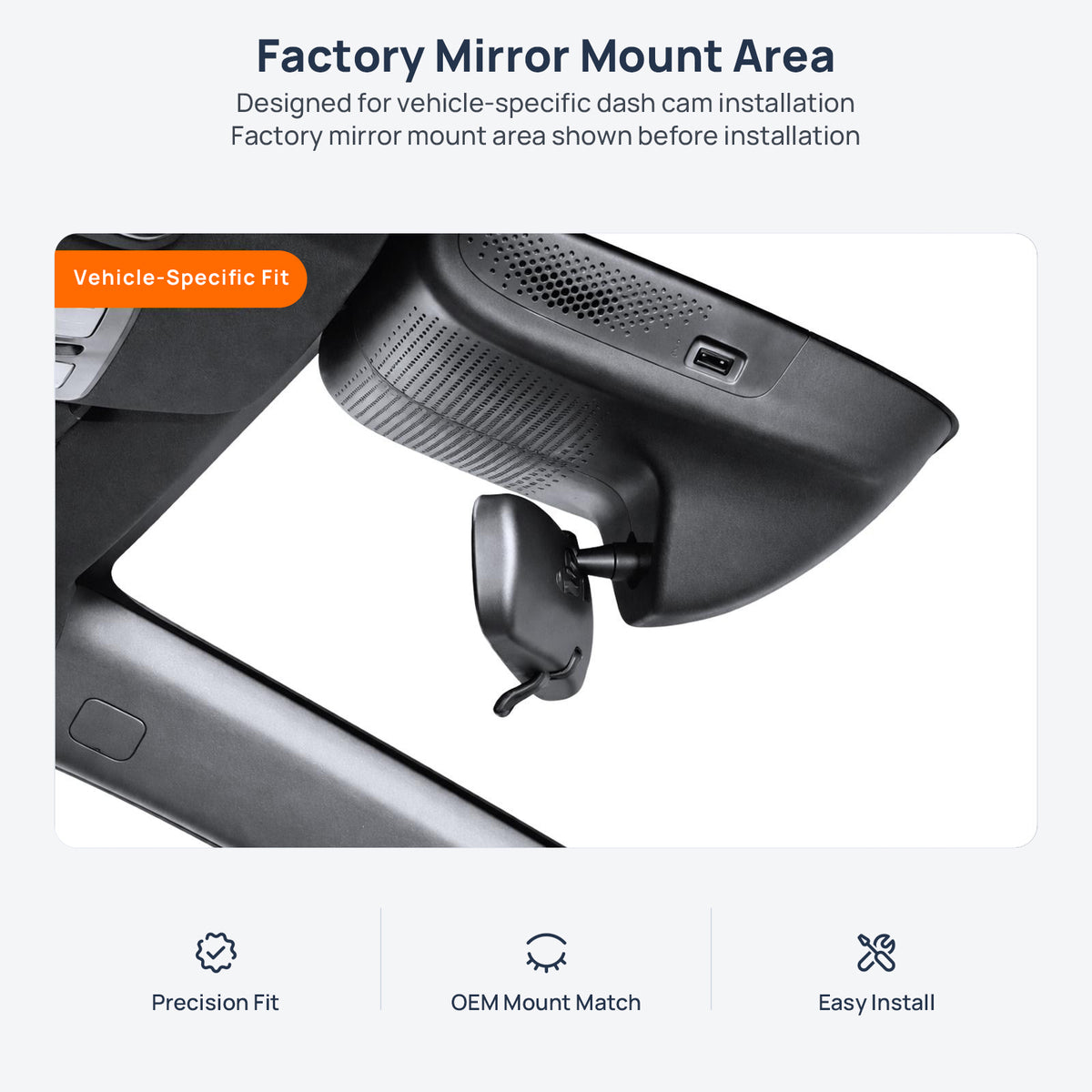 Factory mirror mount area for GAC Trumpchi EMPOW dash cam installation