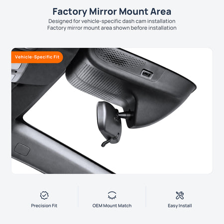 Factory mirror mount area for GAC Trumpchi EMPOW dash cam installation