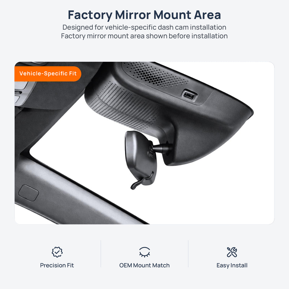 Factory mirror mount area for GAC Trumpchi EMPOW dash cam installation