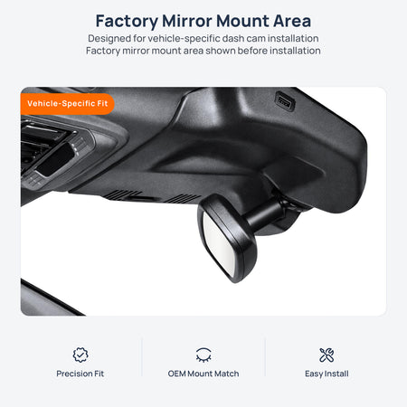 Factory mirror mount area for Lincoln Corsair Grand Touring dash cam installation