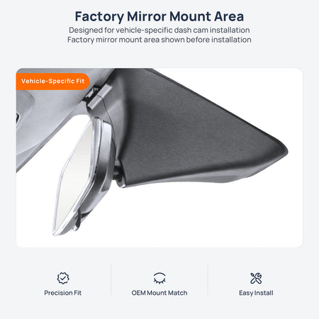Factory mirror mount area for Wuling Bingo Plus dash cam installation