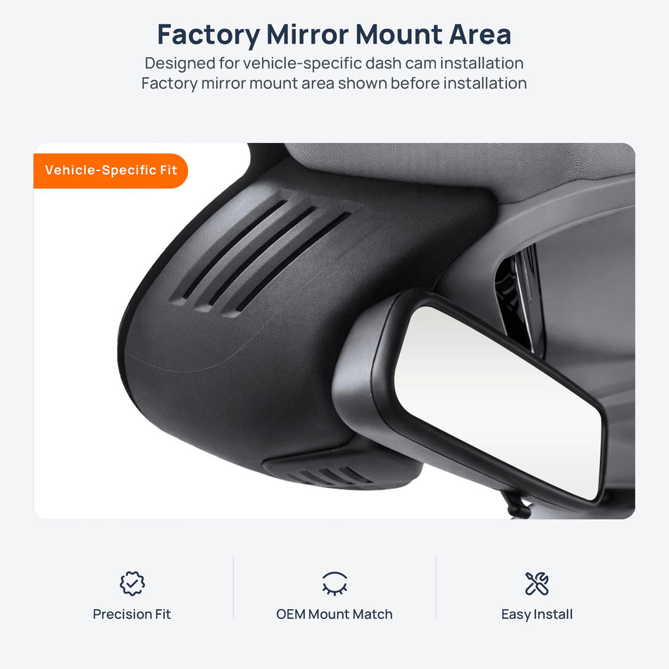 Factory mirror mount area for Volvo S90 dash cam installation