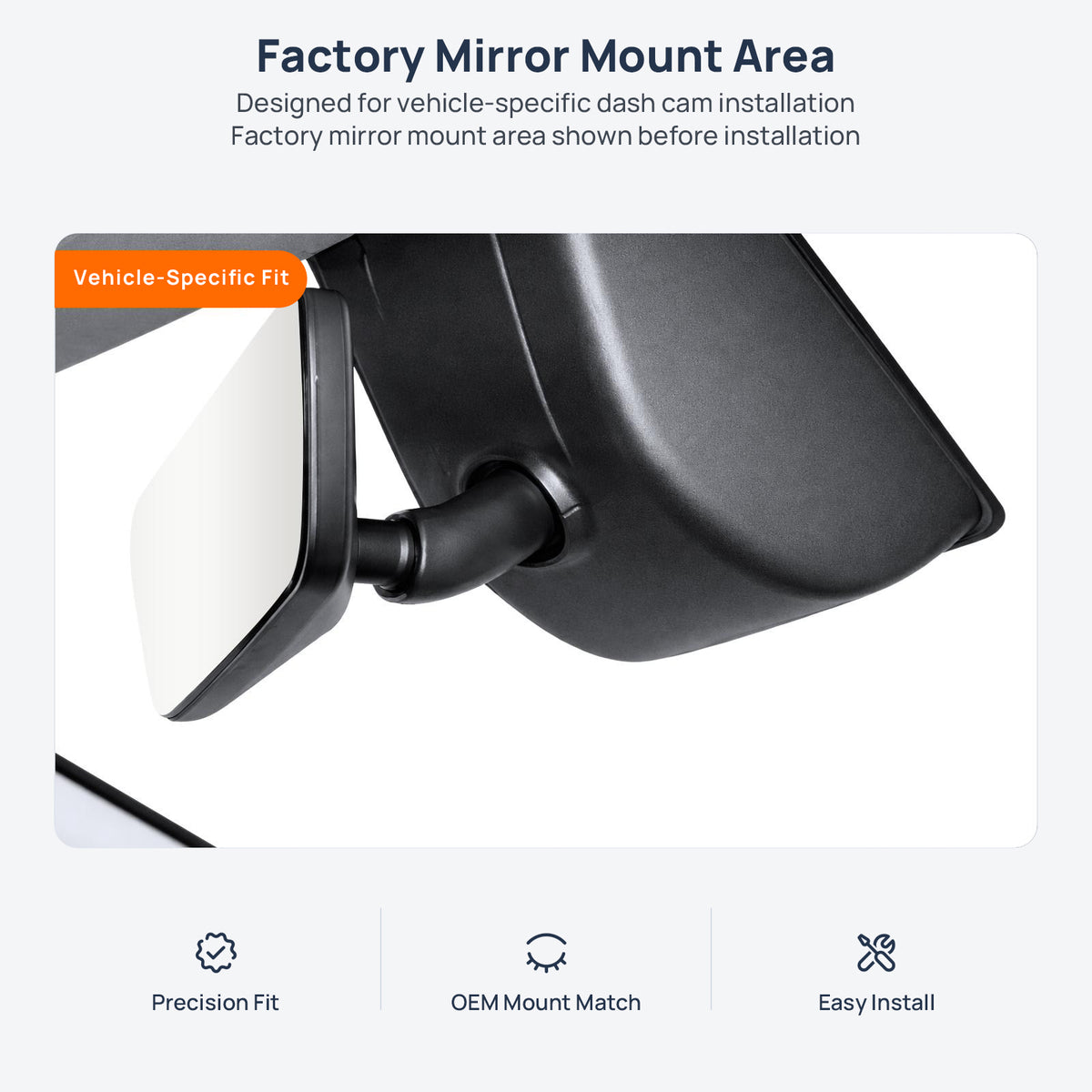 Factory mirror mount area for BAIC BJ40 dash cam installation
