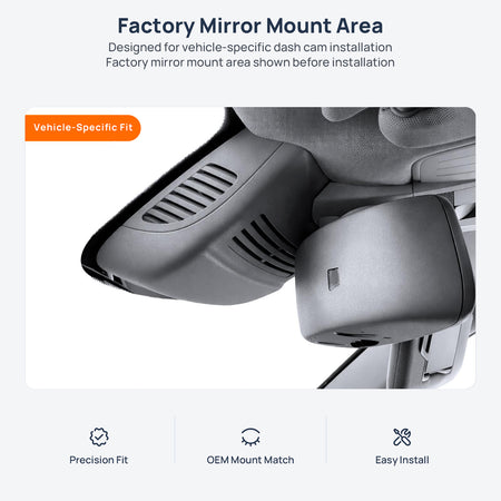 Factory mirror mount area for Mercedes-Benz E-Class W212/S212 dash cam installation