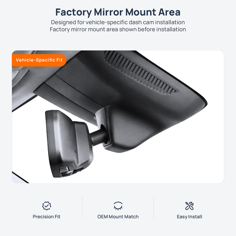 Factory mirror mount area for Hongqi HS5 dash cam installation