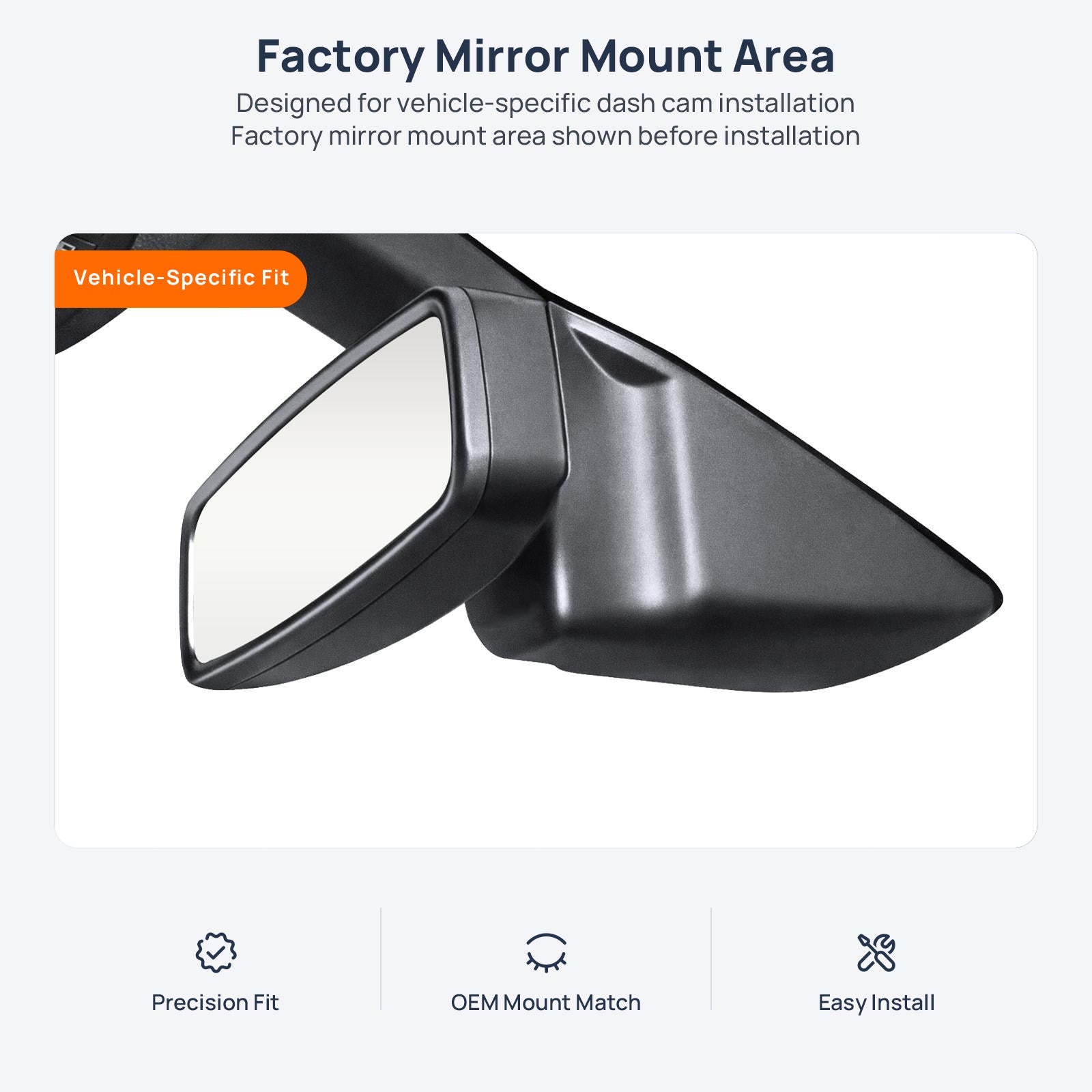 Factory mirror mount area for Ford Explorer U502 dash cam installation