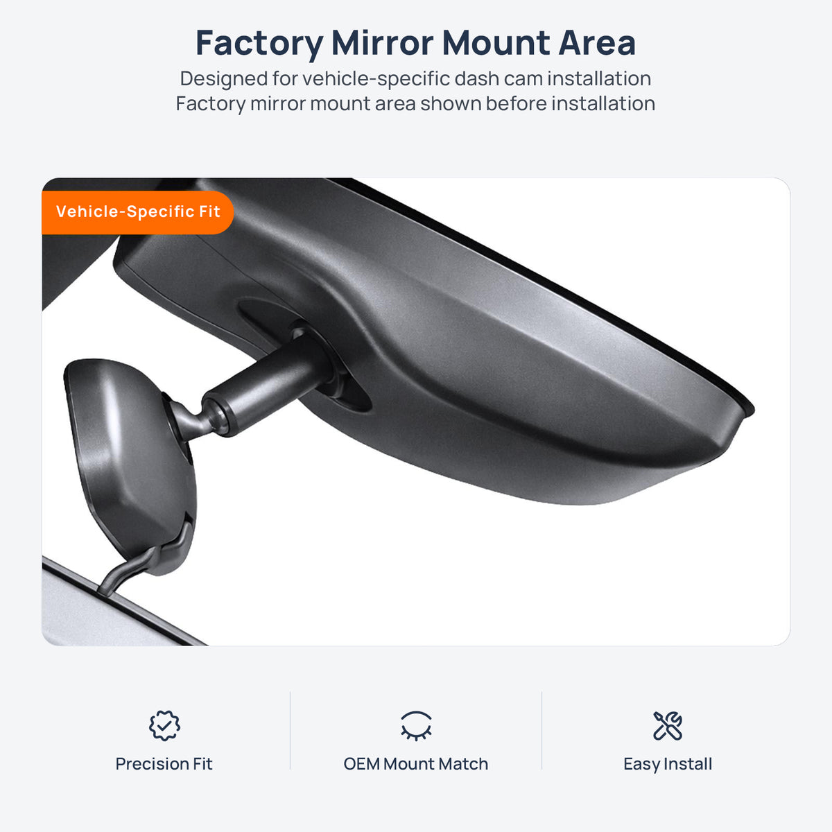 Factory mirror mount area for Toyota Avalon XX50 dash cam installation