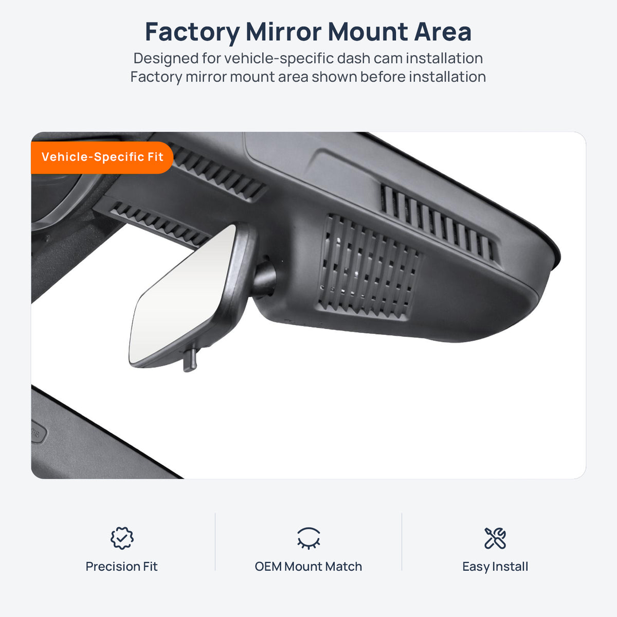 Factory mirror mount area for Geely Haoyue L (Okavango) dash cam installation