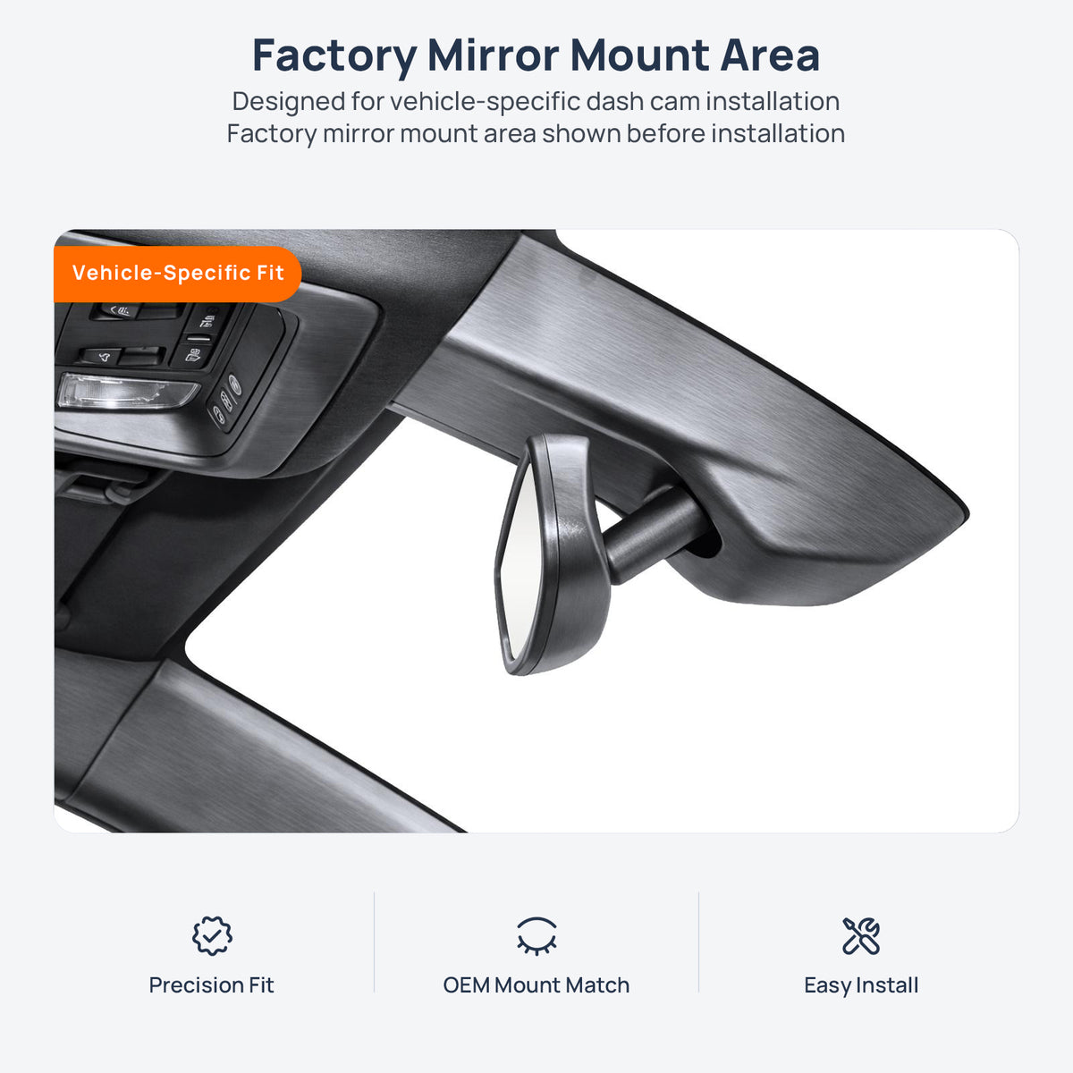 Factory mirror mount area for Buick Envision dash cam installation