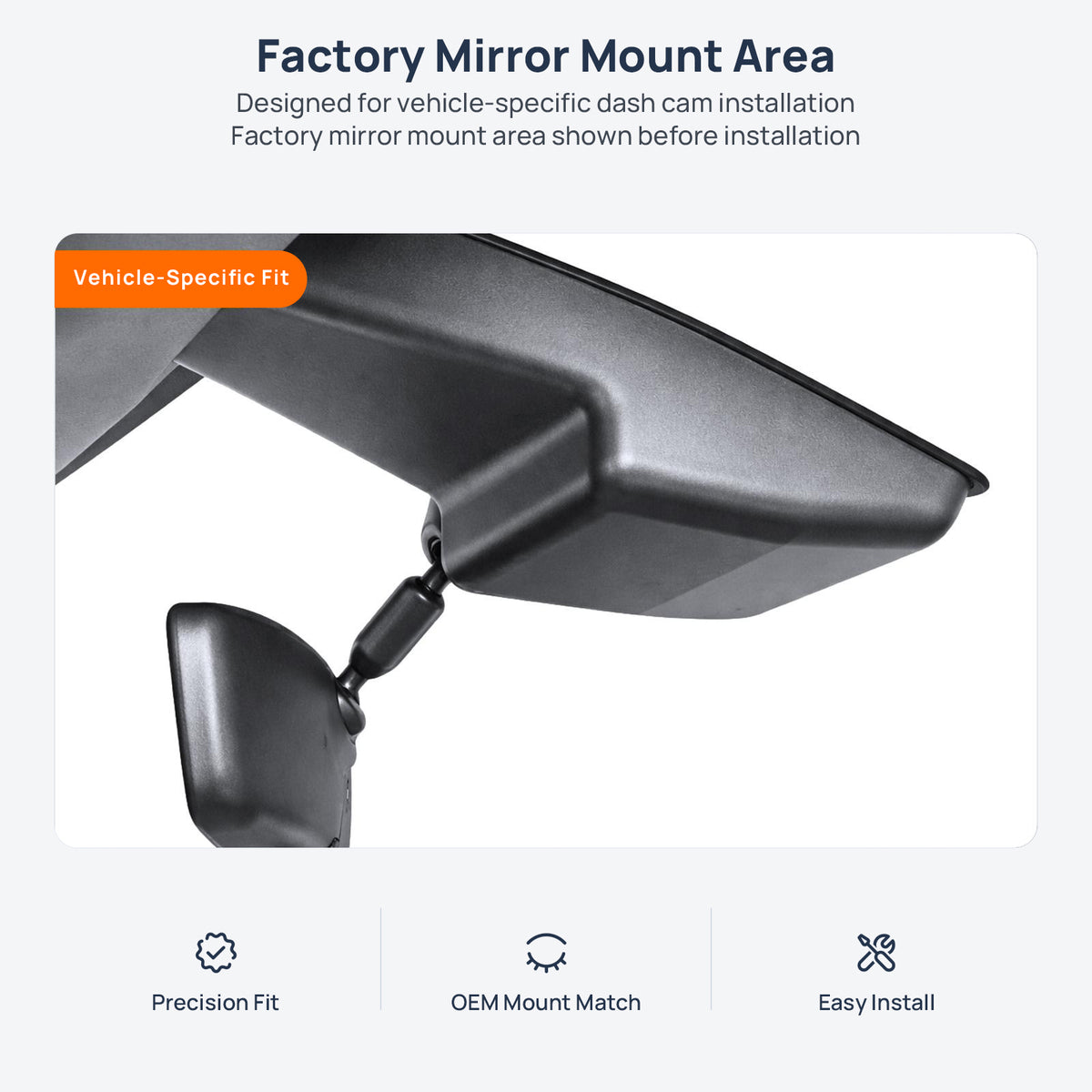 Factory mirror mount area for Kia Sportage NQ5 dash cam installation