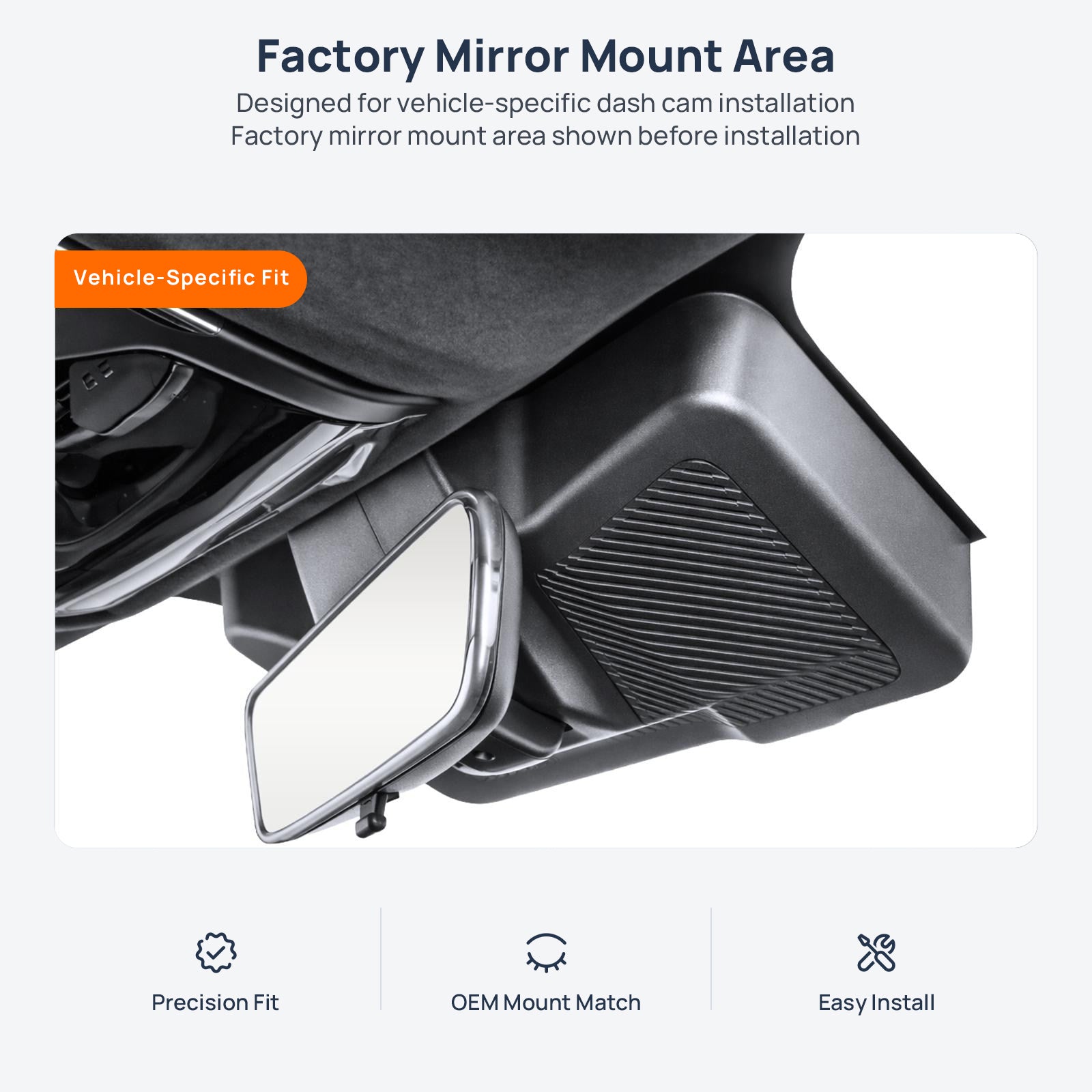 Factory mirror mount area for JETOUR X90 Pro dash cam installation