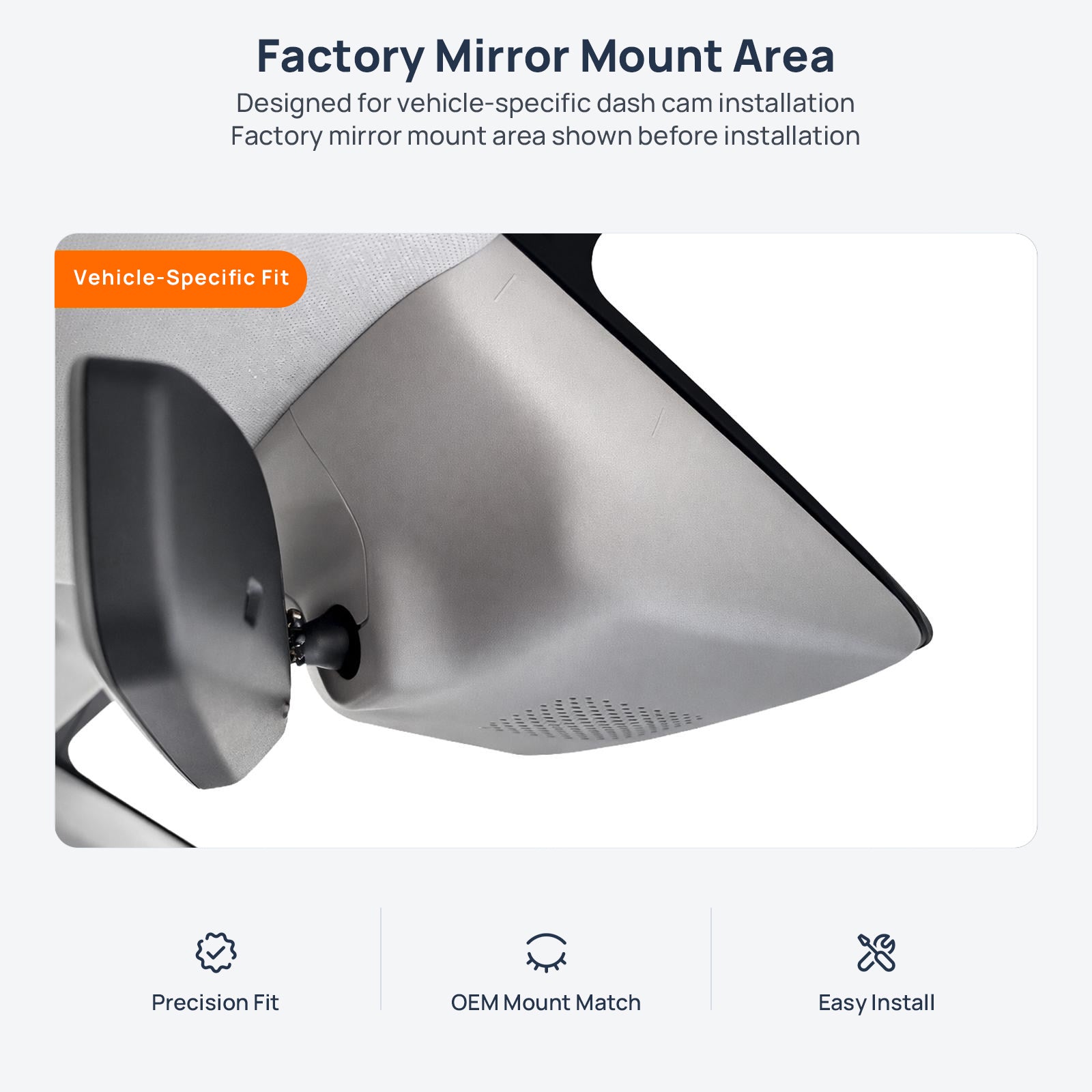 Factory mirror mount area for Leapmotor C11 EV dash cam installation