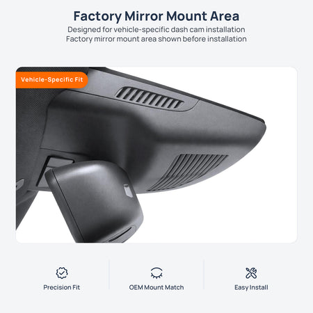 Factory mirror mount area for Mercedes-Benz GLA X156 dash cam installation