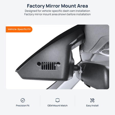 Factory mirror mount area for Jeep Renegade BU dash cam installation