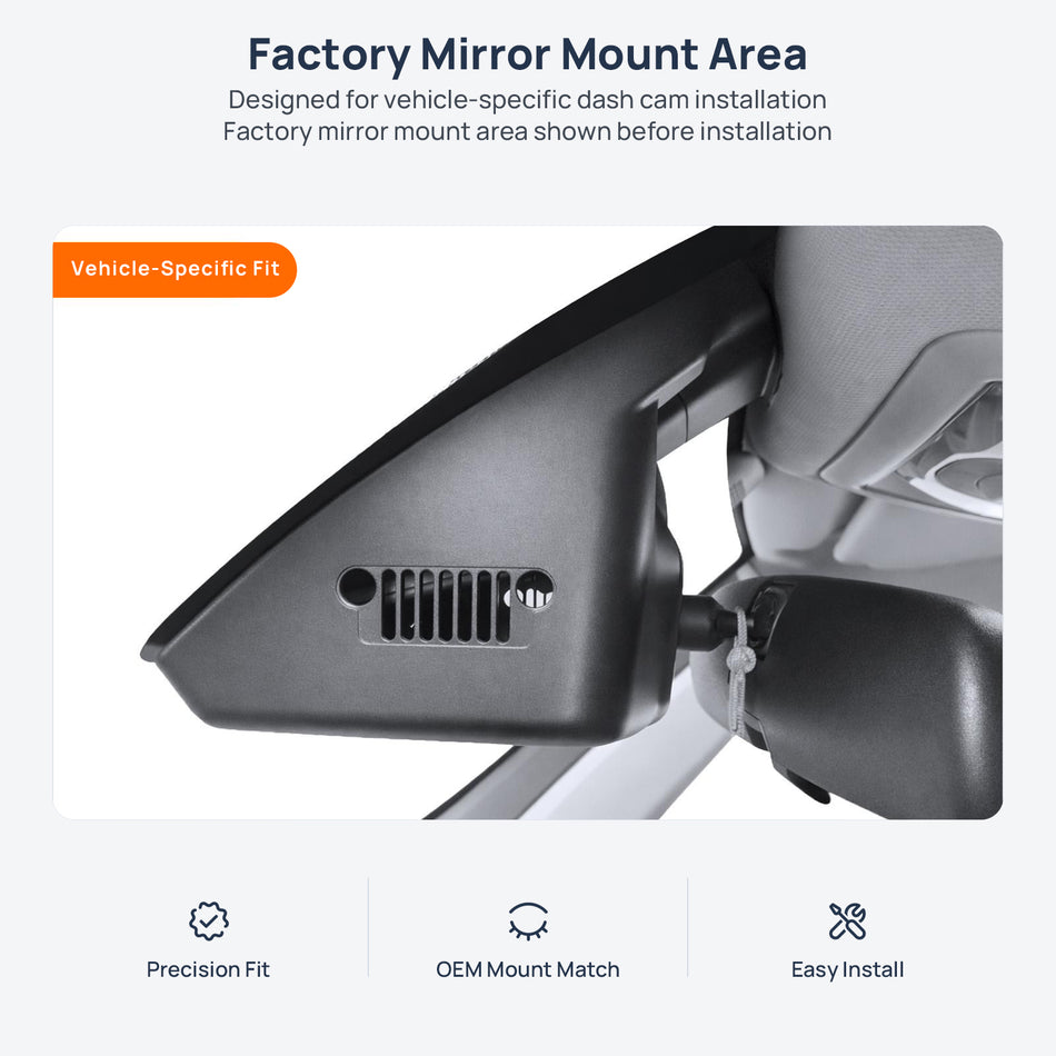 Factory mirror mount area for Jeep Renegade BU dash cam installation