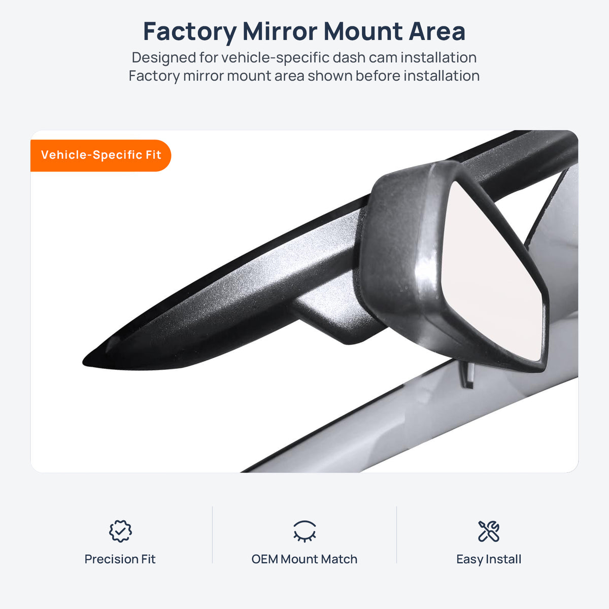 Factory mirror mount area for Ford Kuga (Escape) C520 dash cam installation