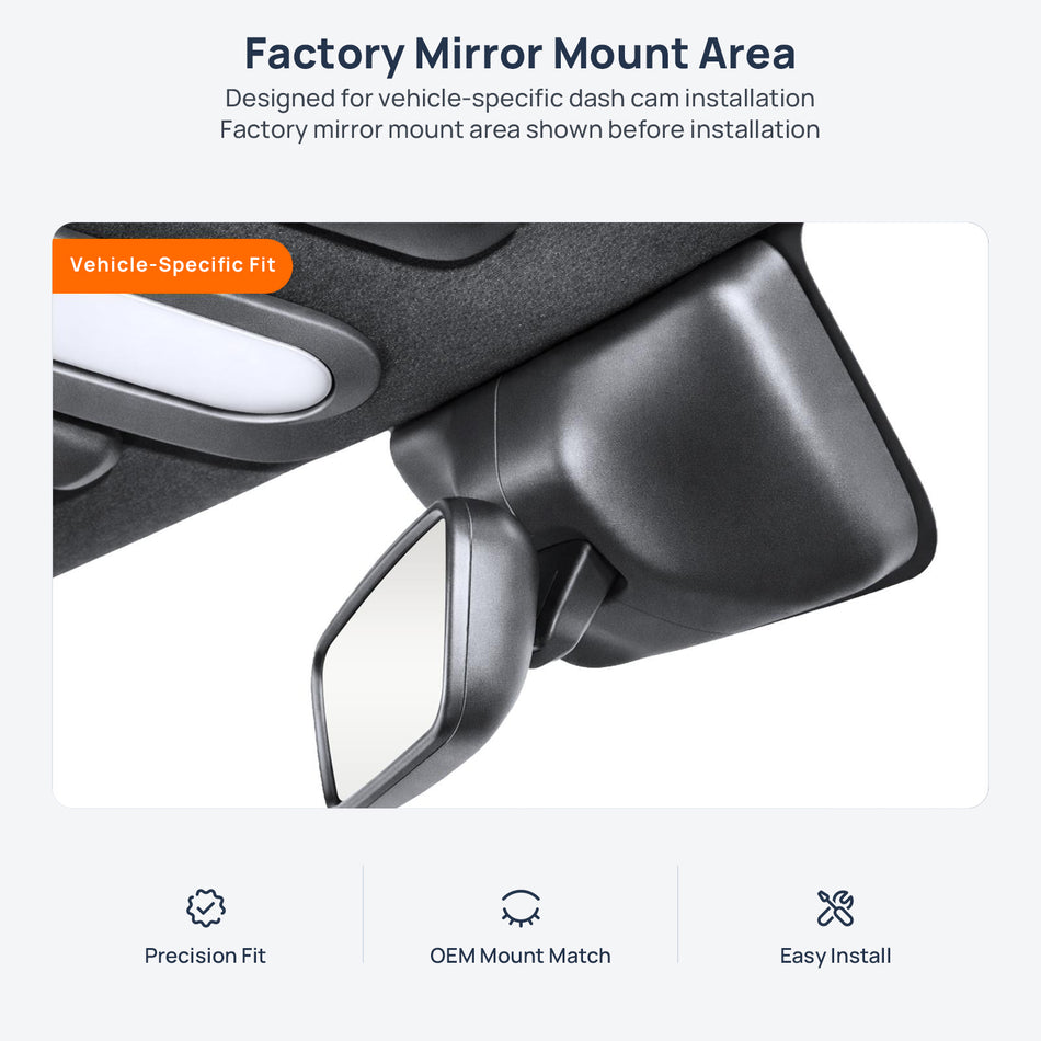 Factory mirror mount area for Baojun Yep dash cam installation