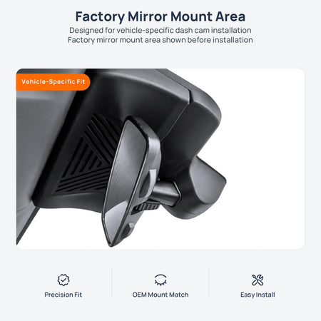 Factory mirror mount area for BMW X7 G07 dash cam installation