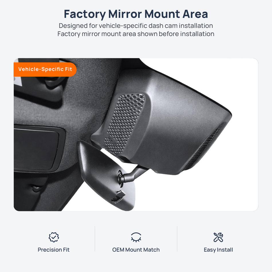 Factory mirror mount area for MG4 EV dash cam installation