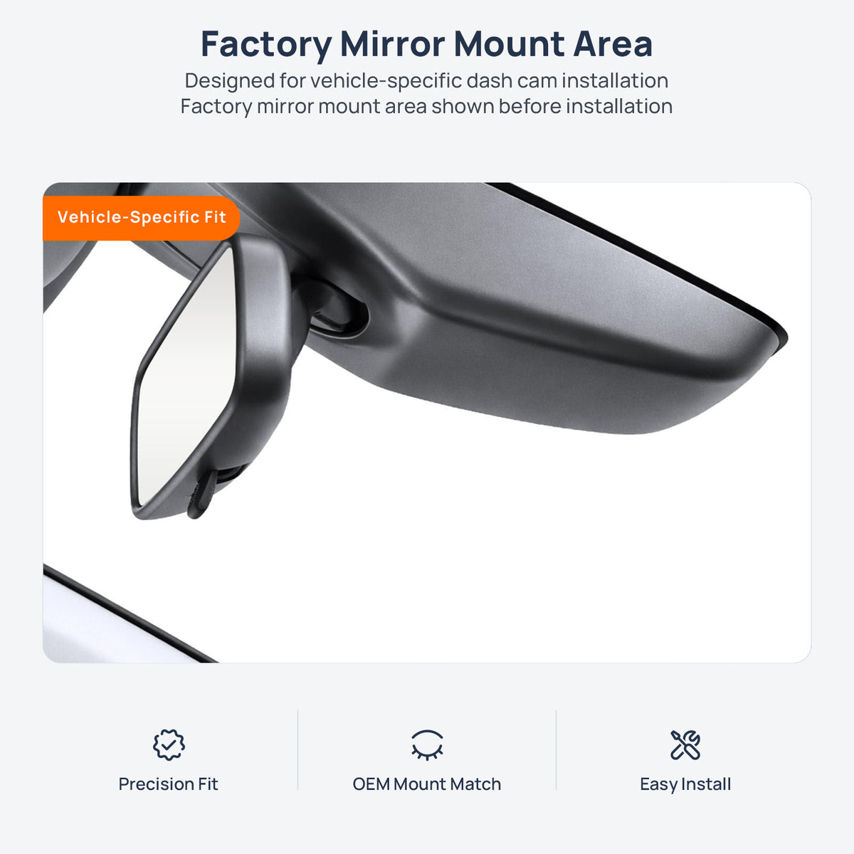 Factory mirror mount area for Toyota RAV4 XA50 dash cam installation