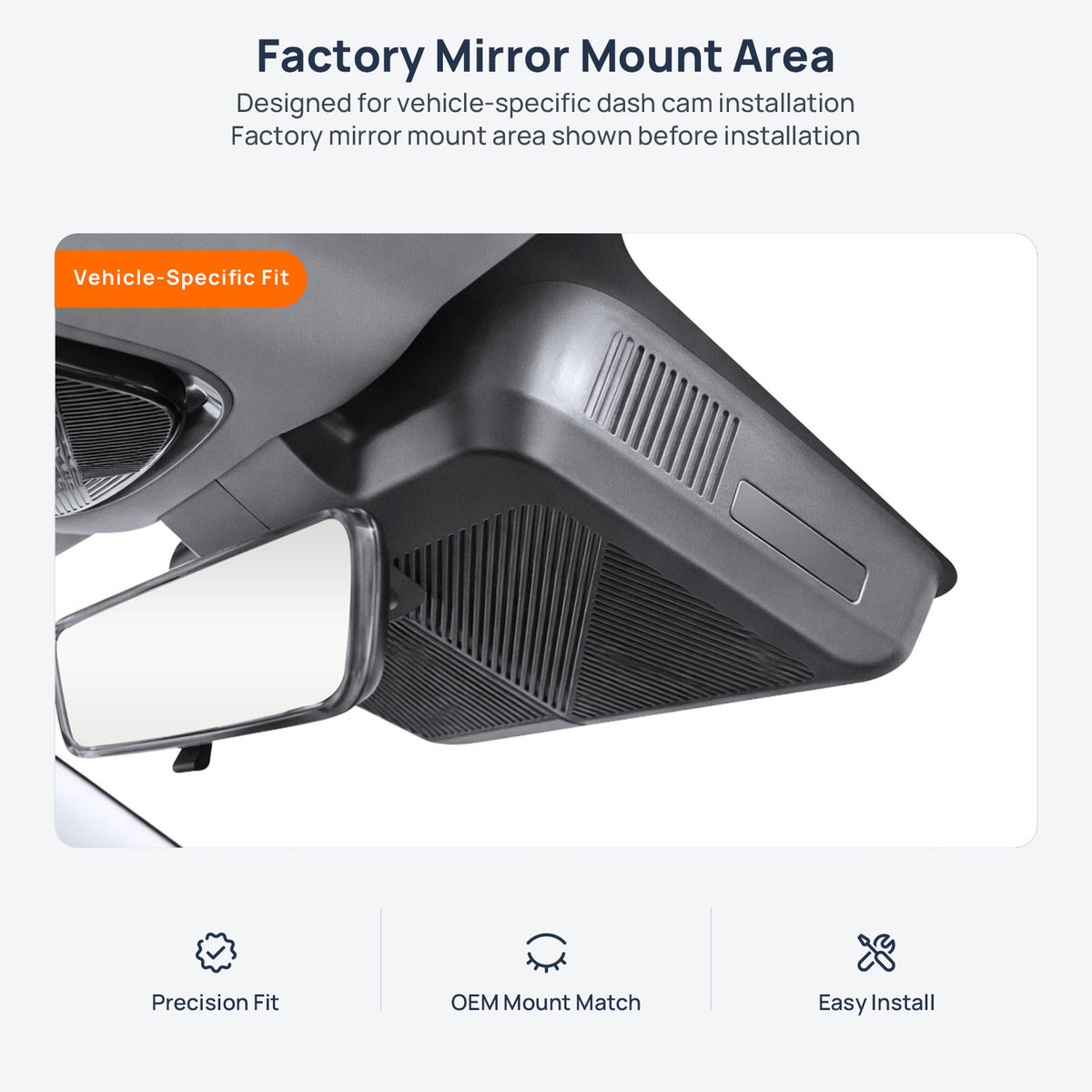 Factory mirror mount area for Chery Tiggo 9 C-DM (PHEV) dash cam installation
